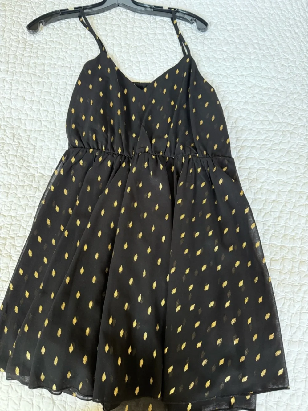 Commense Elegant Black Gold Dot High-Neck A-Line Dress - Picture 4 of 8